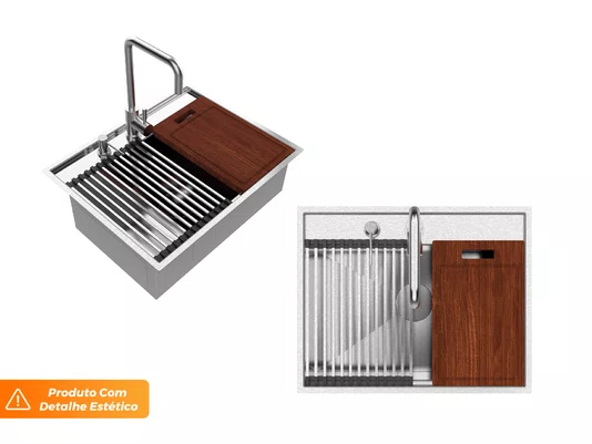 Cuba De Sobrepor Platino Exclusive Premium 60x37cm Em Aço Inox Escovado (Outlet) Cuba De Sobrepor Platino Exclusive Premium 60x37cm Em Aço Inox Escovado (Outlet)