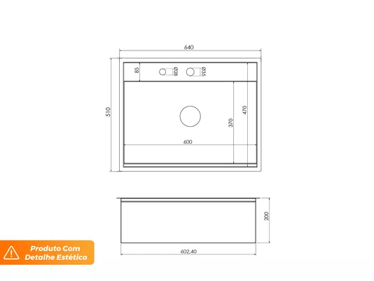 Cuba De Sobrepor Platino Exclusive Premium 64x51cm Em Aço Inox Escovado (Outlet)