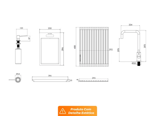 Cuba De Sobrepor Platino Exclusive Premium 64x51cm Em Aço Inox Escovado (Outlet)