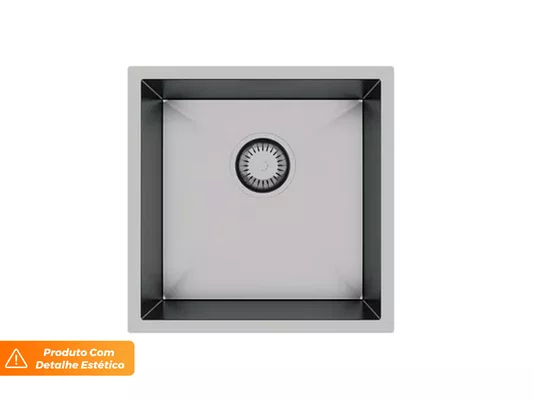 Pia Sobrepor Quadratta 39x39cm Em Aço Inox Escovado Com Válvula 3.1/2 (Outlet)