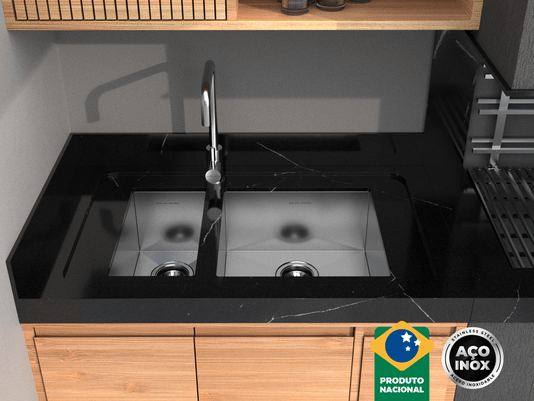 Cuba Auxiliar 40x20 Inox Escovado Para Pia E Área Gourmet Com Válvula 4.1/2