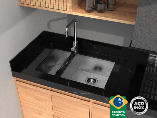 Cuba Auxiliar 40x20 Inox Escovado Para Pia E Área Gourmet Com Válvula 4.1/2