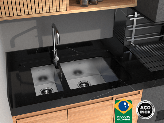 Cuba Auxiliar 40x20 Inox Escovado Para Pia E Área Gourmet Com Válvula 4.1/2
