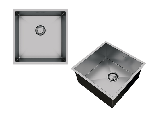 Cuba De Sobrepor Quadratta 40x40cm Em Aço Inox Escovado c Válvula De Ø3.1/2"
