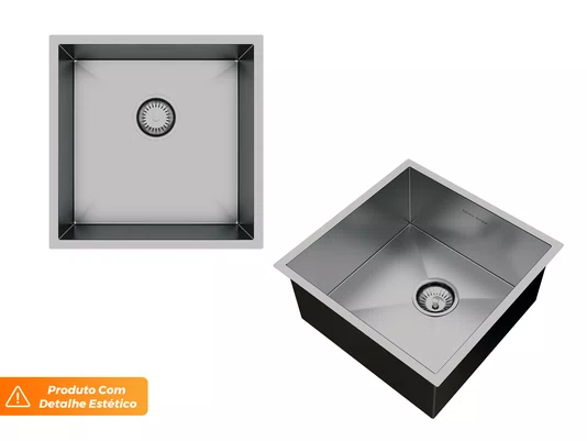 Pia De Sobrepor Quadratta 40x40cm Cuba Em Aço Inox Escovado Com Válvula De 3.1/2 (Outlet) Pia De Sobrepor Quadratta 40x40cm Cuba Em Aço Inox Escovado Com Válvula De 3.1/2 (Outlet)