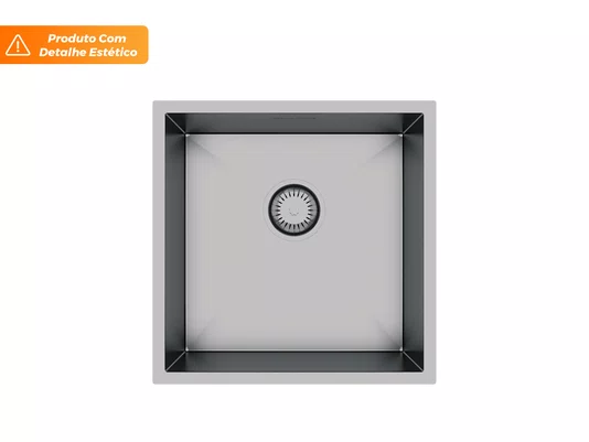 Pia De Sobrepor Quadratta 44x44cm Cuba Em Aço Inox Escovado Com Válvula De 3.1/2 (Outlet)