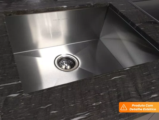 Cuba De Sobrepor Quadratta 54x44cm Em Aço Inox Escovado Com Válvula De 4.1/2 (Outlet)