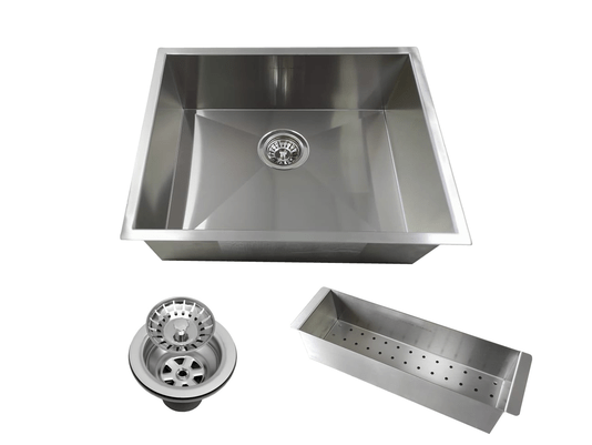 Cuba De Sobrepor Quadratta 60x40cm Em Aço Inox Escovado c Escorredor e Válvula De Ø4.1/2"