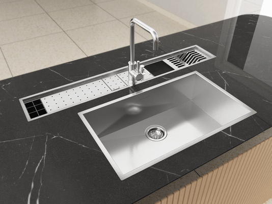 Cuba De Sobrepor Quadratta 70x40cm Em Aço Inox Escovado Com Válvula De 4.1/2