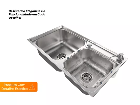 Cuba Dupla Basic 78x43cm De Embutir Completa Com Acessórios e Válvula De 4.1/2" (Outlet)