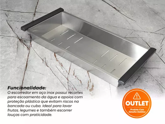 Cuba Inox Essence Dupla 78x43 Sobrepor Calha Umida Completa (Outlet)