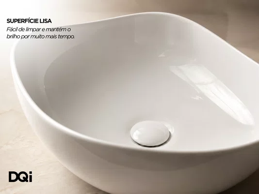Cuba Pia de Apoio Orgânica para Banheiro e Lavabo em Cerâmica Branca 38x38cm