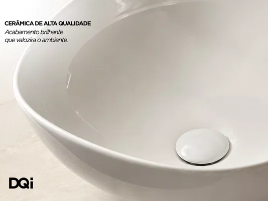 Cuba Pia de Apoio Orgânica para Banheiro e Lavabo em Cerâmica Branca 38x38cm