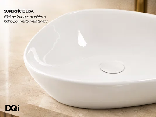 Cuba Pia de Apoio para Banheiro Lavabo Design Oval Cerâmica Branca 67x44