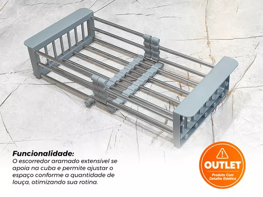 Cuba Sobrepor 60x40 Inox Escovado Flush Completa (Outlet )