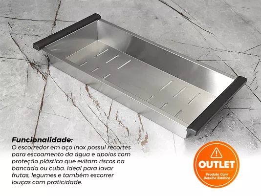 Cuba Sobrepor Inox 44x44 Calha Umida Essence com Escorredor e Válvula (Outlet)
