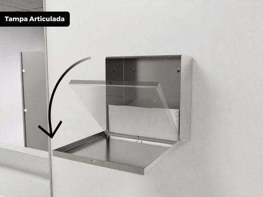 Dispenser de Papel Toalha Calha Úmida Pro Em Aço Inox Escovado