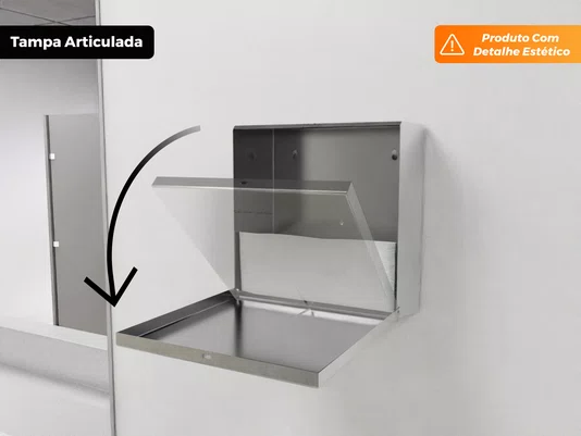 Suporte Para Papel Toalha Dispenser Cai Cai Interfolhado Em Aço Inox Escovado (Outlet)
