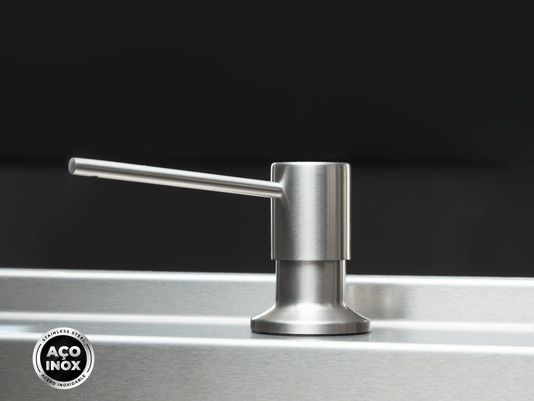 Dispenser Dosador Exclusive para Bancada 500ml Em Aço Inox Escovado