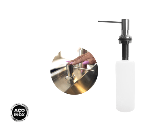 Dispenser Dosador Exclusive para Bancada 500ml Em Aço Inox Polido