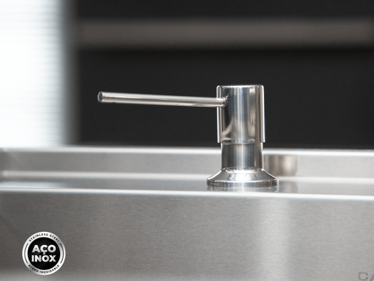 Dispenser Dosador Exclusive para Bancada 500ml Em Aço Inox Polido