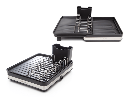 Escorredor de Louça Calha Úmida Duetto 36,5x51x18cm em Aço Inox com Bandeja Coletora Extensível