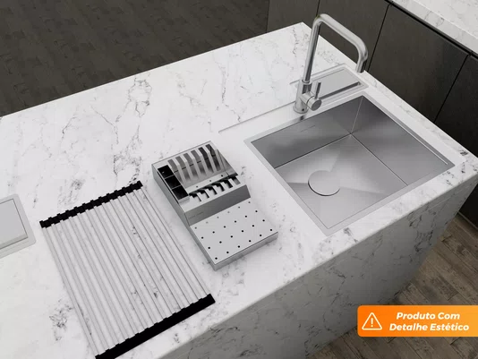 Escorredor De Louça Para Bancada Em Aço Inox Escovado 37x20cm (Outlet)