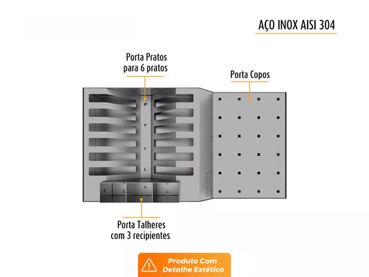 Escorredor De Louça Para Bancada Em Aço Inox Escovado 37x20cm (Outlet)