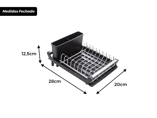 Escorredor de Louça Mini Calha Úmida Singulare 20x47x12,5cm com Porta Pratos - Porta Talheres e Extensor Multiuso