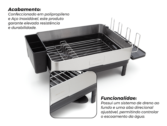 Escorredor de Louça Calha Úmida Speciale 32x58x22cm em Aço Inox com Bandeja Coletora