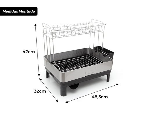 Escorredor de Louça Calha Úmida Speciale Pro 32x48,5x42cm em Aço Inox com Bandeja Coletora