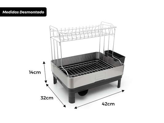 Escorredor de Louça Calha Úmida Speciale Pro 32x48,5x42cm em Aço Inox com Bandeja Coletora