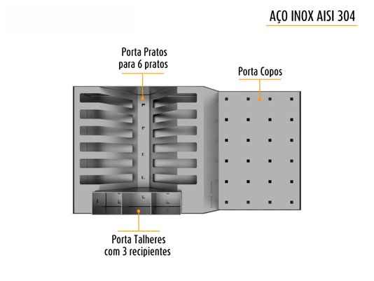 Escorredor De Louça para Bancada Em Aço Inox Escovado 37x20cm