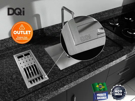 Escorredor Equipado DQI Linear Módulo Único 43cm Em Aço Inox Escovado (Outlet)
