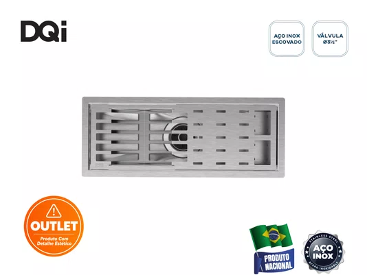 Escorredor Equipado DQI Linear Módulo Único 43cm Em Aço Inox Escovado (Outlet)