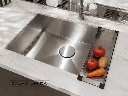 Escorredor de Alimentos Para Cuba 42x12x5 cm em Aço Inox Escovado