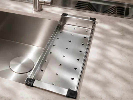 Escorredor de Alimentos Para Cuba 42x12x5 cm em Aço Inox Escovado