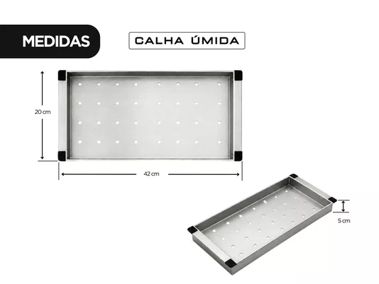 Escorredor Para Cuba 42x20x5 cm em Aço Inox Escovado Para Alimentos