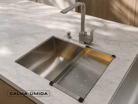 Escorredor Para Cuba 42x20x5 cm em Aço Inox Escovado Para Alimentos