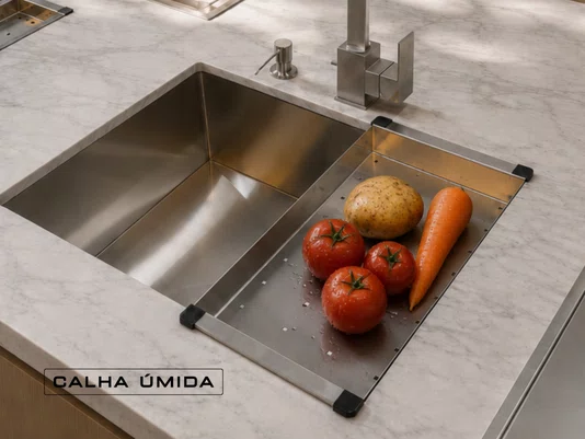 Escorredor Para Cuba 42x20x5 cm em Aço Inox Escovado Para Alimentos