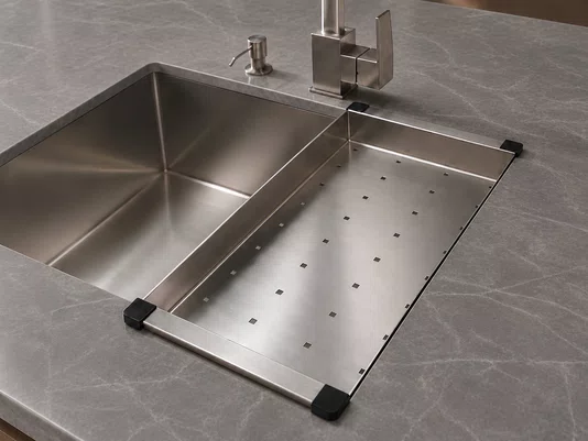 Escorredor Para Cuba 42x20x5 cm em Aço Inox Escovado Para Alimentos