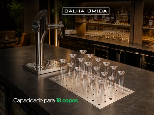 Escorredor de Copos Pro 420 em Aço Inox para Bancadas de Bares e Restaurantes