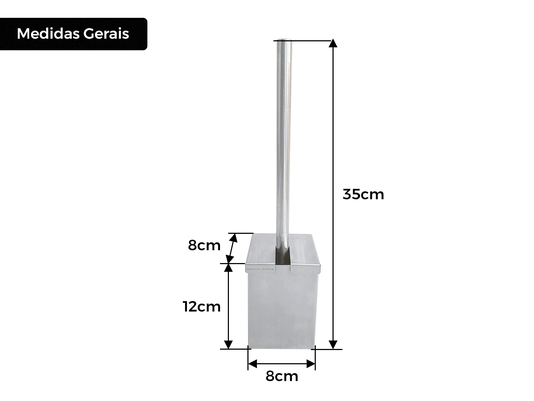 Escova Sanitária com Suporte em Aço Inox Escovado 8x8x12cm