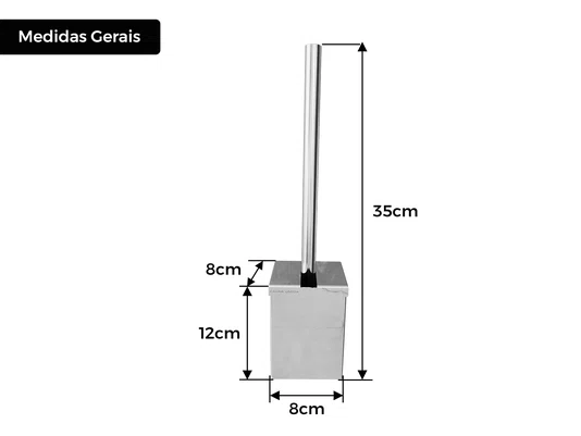 Escova Sanitária com Suporte em Aço Inox Polido 8x8x12cm