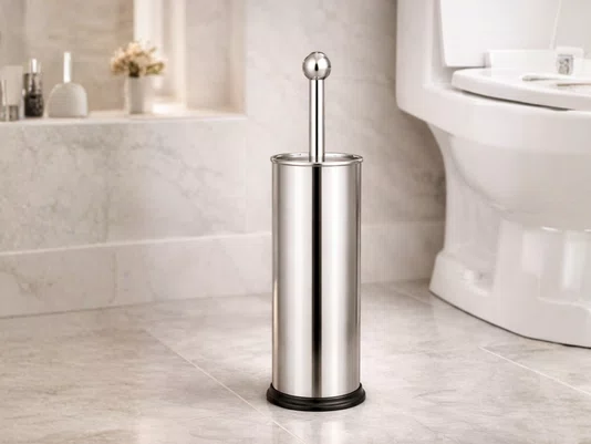 Escova Sanitária com Suporte Inox Tampa Protetora Base Antiderrapante