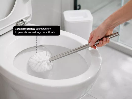 Escova Sanitária Branca com Suporte para Banheiro e Lavabo