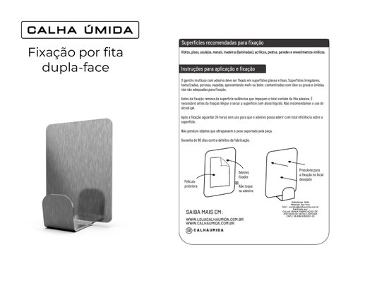 Gancho (4un) De Apoio Calha Úmida Em Inox Autoadesivo Retangular