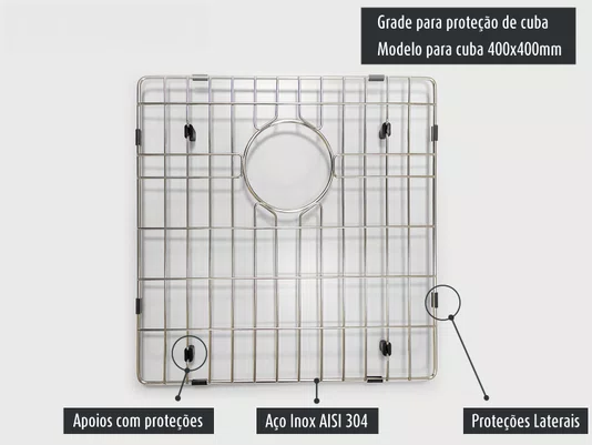 Grade Aramada Calha Úmida Quadratta 40x40cm Em Aço Inox Eletropolido