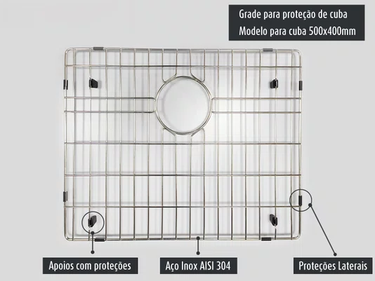 Grade Aramada Calha Úmida Quadratta 50x40cm Em Aço Inox Eletropolido