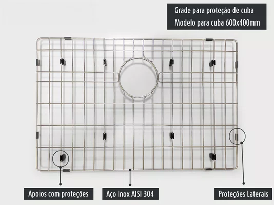 Grade Aramada Calha Úmida Quadratta 60x40cm Em Aço Inox Eletropolido